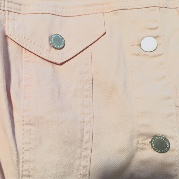 Pink colored jean jacket size petite large. - Picture 5 of 6